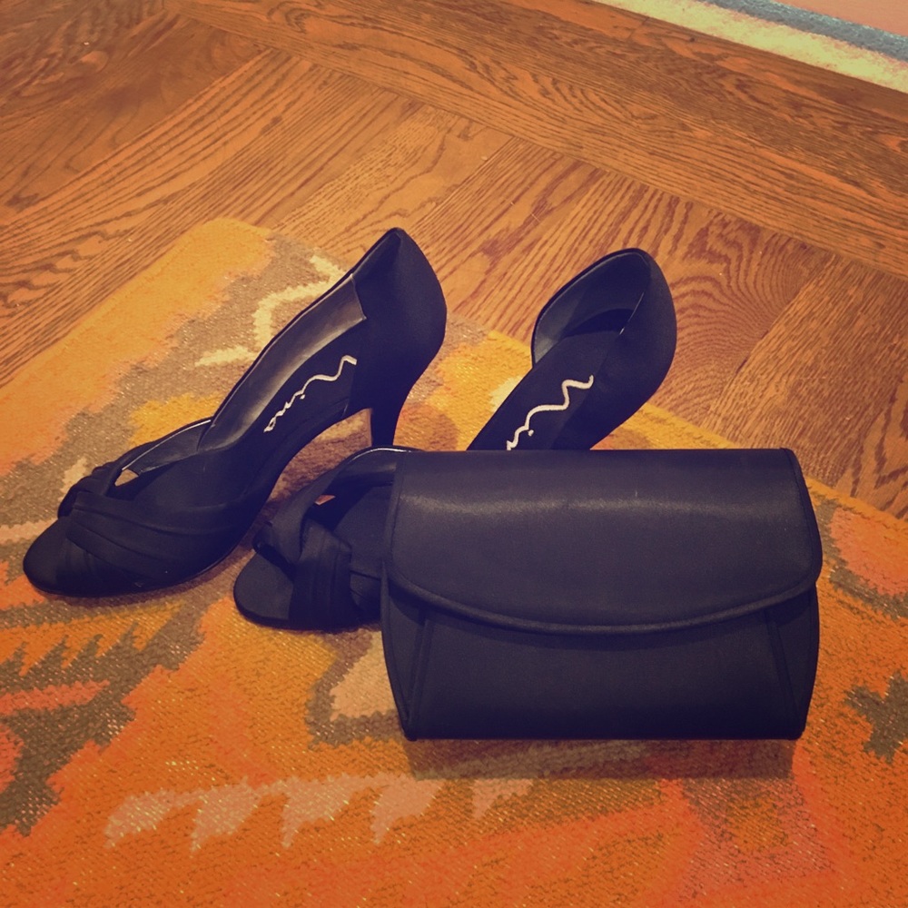 Lord and Taylor Black Satin Clutch Evening Bag